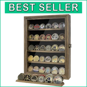 Handcrafted Wooden Challenge Coin Holder with Removable Shelves – Rustic Charm - Picture 1 of 9