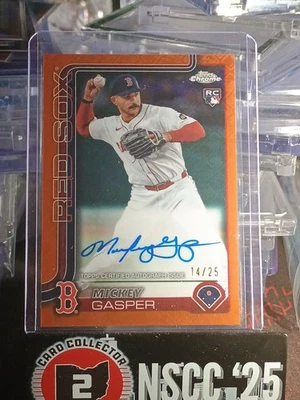 2025 Topps Chrome Logofractor Baseball Mickey Gasper Orange Auto /25 Rookie - Image 1 of 2