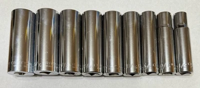 CRAFTSMAN Made In USA 1/2" 9 Piece tall socket Set SAE 1/2” Thru 1”- 6Pt- Unused - Image 1 of 4