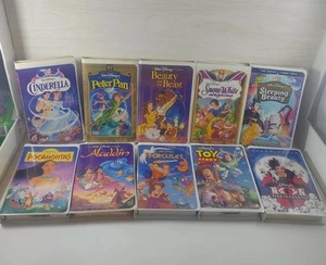 Disney VHS Lot Of 10 (Black Diamond) Cinderella, Peter Pan, Snow White, Aladdin - Picture 1 of 8