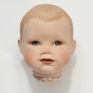 VTG Porcelain Child Doll Head Parts For 14” Dolls Replacement Sculpted Hair Boy - Picture 1 of 7