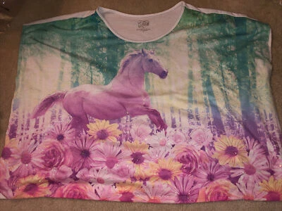 Justice Girls White With Unicorn T-Shirt Size 20 Butterfly Wing - Image 1 of 4