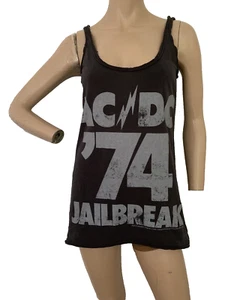 Amplified AC/DC '74 Jail Break Grey Jersey Cotton Tank Top SMALL UK 8 US 4 VGC - Picture 1 of 13