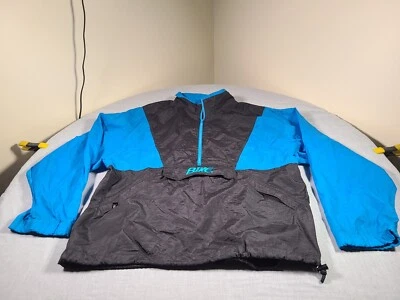 Chaqueta de Pista BIKE De Colección Para Hombres XL Negra y Azul Bloque de Color Maratón Cortavientos Foto 1 de 4