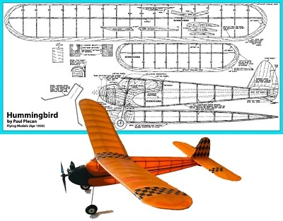 Model Airplane Plans (FF): Hummingbird 32" Sport for .020-.075ci by Paul Plecan - Image 1 of 4