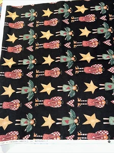 Vintage Folk Art Christmas Angels Fabric Alfolksy-2 AlmaLynn Hi-Fashion 1 Yard - Picture 1 of 4