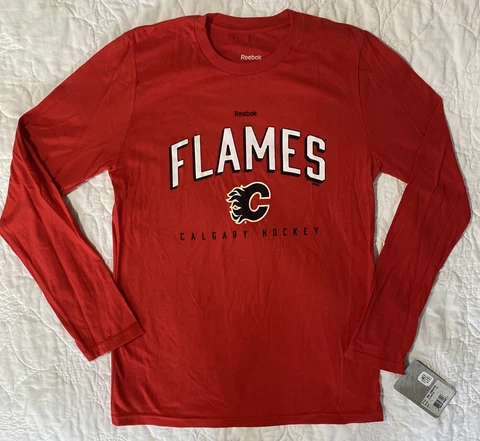 Youth NHL Calgary Flames Long Sleeve Shirt, Large 14/16, 100% Cotton Cover