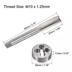 M10 x 1.25mm Metric Tap and Die Set HSS Machine Thread Tap with Round Die - Picture 1 of 6