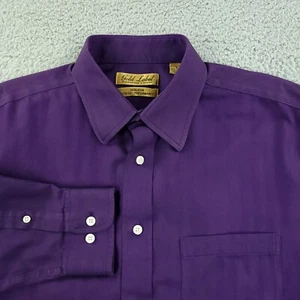 Roundtree & Yorke Shirt Men Large Purple Business Office Casual Gold Label - Picture 1 of 15