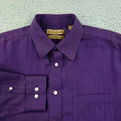 Roundtree & Yorke Shirt Men Large Purple Business Office Casual Gold Label - Image 1 of 4