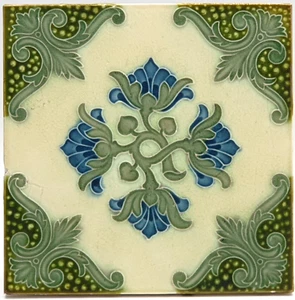 Art Nouveau Fireplace Tile Floral Majolica by Pilkington C1902 - Picture 1 of 3