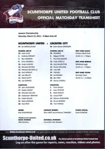 Team Sheet - Scunthorpe United v Leicester City 12.3.2011 - Picture 1 of 1