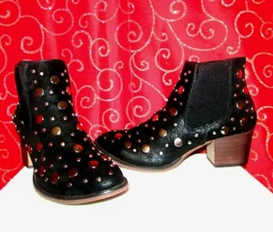 NEW OLIVIA MILLER SZ 6.5 COPPER/SILVER TONE STUDDED PULL ON ELASTIC SIDE BOOTIES - Bild 1 von 12