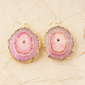 Natural Solar Quartz Gold Plated DIY Earring Pair Connector Making Jewelry - Picture 1 of 27