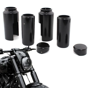 Black Upper Lower Fork Tube Cover Cap Set For Harley Softail Breakout FXBRS FXBR - Picture 1 of 12