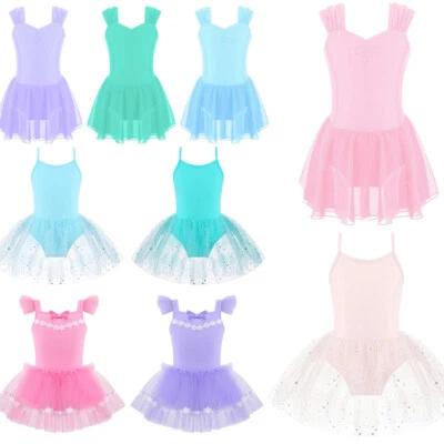 Girls Ballet Tutus Sleeveless Dance Leotard Dress Ballroom Ballerina Dancewear  - Image 1 of 4