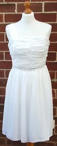 BHS JR Girls Ivory 15 - 16 Years One Shoulder Jewel Prom Evening Knee Dress - Picture 1 of 6