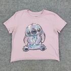 Disney Shirt Women's Medium Pink Lilo & Stitch Crop Top Graphic Tee Short Sleeve