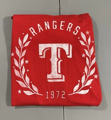 VICTORIAS SECRET PINK MLB Texas Rangers RED VNECK T Shirt  Size LG baseball - Image 1 of 4