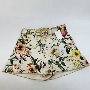 ZIMMERMANN Lexi Floral-Print Linen Shorts NWT US Size 10 - Afbeelding 1 van 6