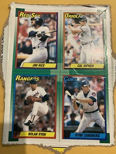 1990 Topps Bottom Box Cards! (Rice, Ripken, Ryan, Sandberg) MLB Baseball HOF - Imagen 1 de 2