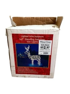 24” Standing Reindeer Lighted Wire Sculpture Christmas Decoration - Picture 1 of 5