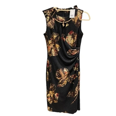 Vestido Joseph Riboff Talla 6 Metálico Floral Lámina Envolvente Invierno 174721 Foto 1 de 4