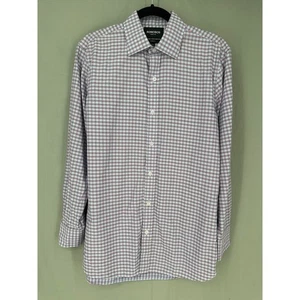 Bonobos Shirt Mens Medium 15.5 33 Blue Plaid Wrinkle Free Tailored Fit Spread - Picture 1 of 7