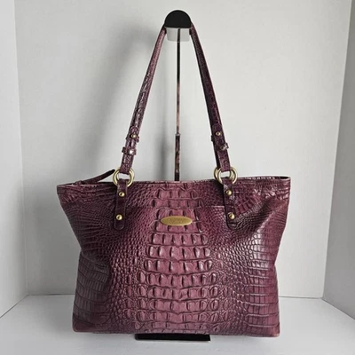Bolso de Hombro Brahmin Asher Melbourne Mediano Granate Croco Cuero Repujado Foto 1 de 4