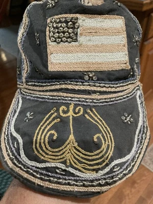 Sombrero bordado étnico birmano vintage de Myanmar - bandera americana raro Foto 1 de 4