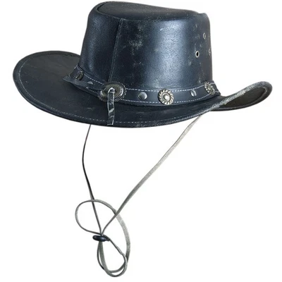 HILASON L M S XL Hand Made Split Antique Leather Crushable Hat 3 in Brim | - Image 1 of 4