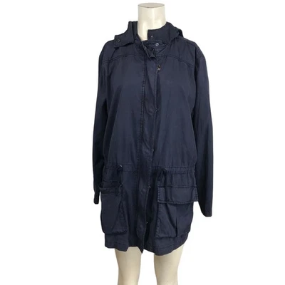 SEJOUR - WOMEN'S 0X - NAVY ZIP & SNAP CLOSURE HOODED CARGO JACKET COAT - Image 1 of 4