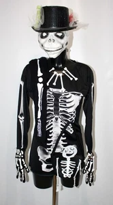 Ladies Skeleton Bones Costume 8 Piece Halloween Fancy Dress Uk 12-14 - Picture 1 of 9