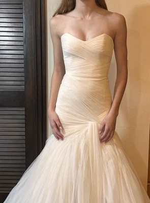 Vestido de novia Monique Lhuillier - Vestido de sirena de tul marfil -00 Foto 1 de 4