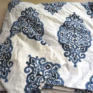 Pottery Barn Asher Medallion King Duvet Cover 1 Sham Organic Cotton Blue White - Picture 1 of 12