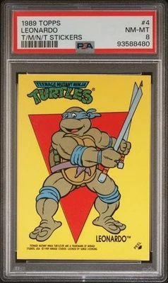 1989 Topps Teenage Mutant Ninja Turtles TMNT Stickers #1 Leonardo Rookie PSA 8 - Image 1 of 2