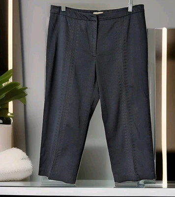 Apostrophe Stretch Crop Capris Pants Black Embroidered Women's Size 14P - Image 1 of 4