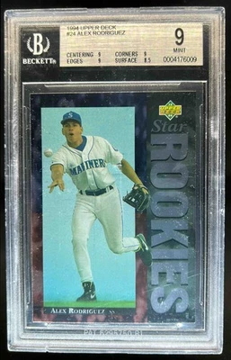 1994 Upper Deck Alex Rodriguez Rookie RC #24 Mariners BGS 9 - Image 1 of 2