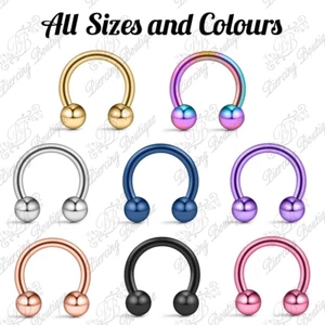 Horseshoe Barbell Bar Cartilage Helix Steel Tragus Septum Nipple Ring Piercing - Picture 1 of 2