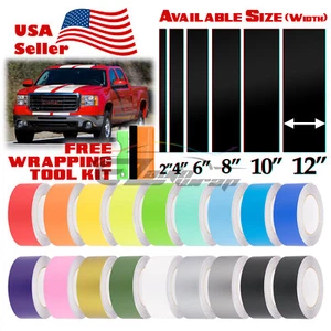 Matte Color Racing Stripes Vinyl Wrap Sticker For GMC Chevy Truck 25FT / 50FT - Picture 1 of 6