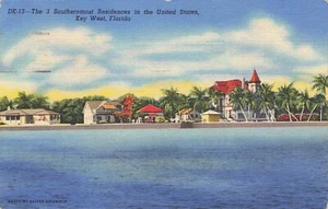 Postal de The 3 Southernmost Residences in EE. UU. Key West Florida publicada 1949 - Imagen 1 de 2