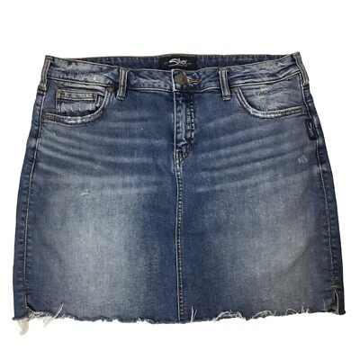 Jeans Plateados Francy Denim Falda Jean Dobladillo Crudo Talla 8 Azul Elastizado Envejecido Foto 1 de 4