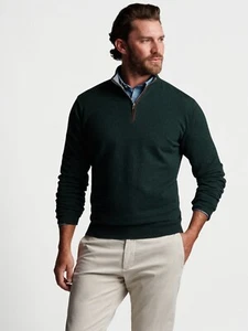 NWT Peter Millar Artisan Crafted Cashmere Flex Quarter-Zip in Balsam XL. $648. - Picture 1 of 8