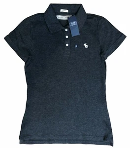 Abercrombie & Fitch Damen Icon Polo klassische Passform Stretch anthrazitgrau neu mit Etikett  - Bild 1 von 1