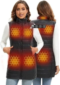 ARRIS Women's Long Graphene Heated Vest, 8 Heat Zones, Size Adjustable &battery - Picture 1 of 5