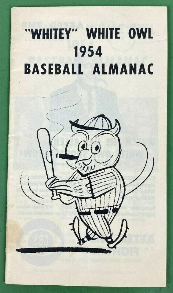 1954 MLB Baseball Almanac Ty Cobb "Whitey" White Owl Cigar Booklet 38 Pages VTG - Image 1 of 4