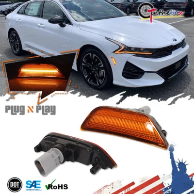 Amber Lens Front Bumper Side Marker Lights For 2021-2024 Kia K5 Sedan GT-Line - Imagen 1 de 4
