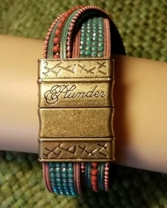 Plunder Magnetic closure double band blue/ peach Bracelet /Bangle fits 7.5"wrist - Picture 1 of 10