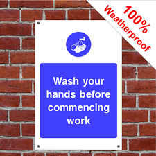 Wash your hands before commencing work sign FOO01 oilet, restroom changing room
