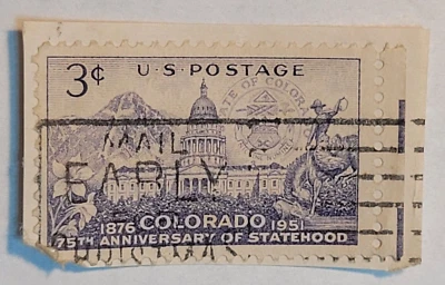U.S. Postage ~ Colorado 1875/1951 ~ 3¢ Stamp ~ Used Posted ~ 1951 - Image 1 of 4